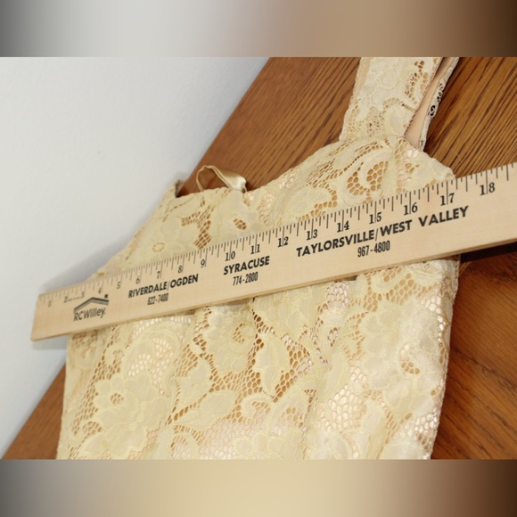 Zinnia Elegans Golden Lace Pencil Dress - Picture 6 of 8